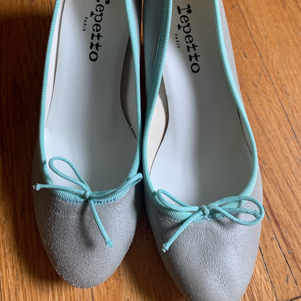 Repetto mint green kitten heels